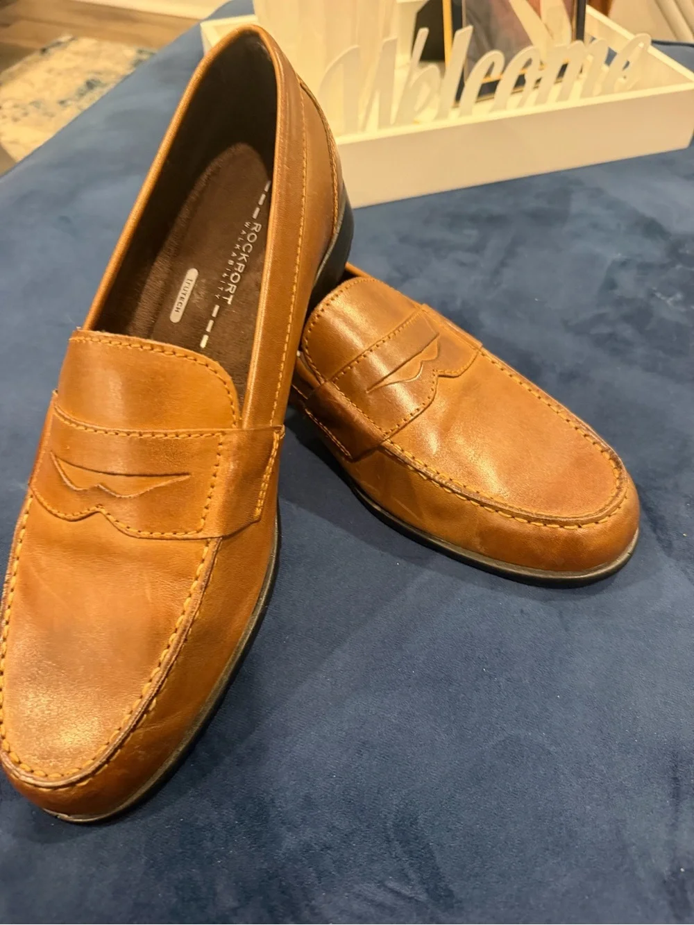 Rockport Cognac Brown Leather Penny Loafers